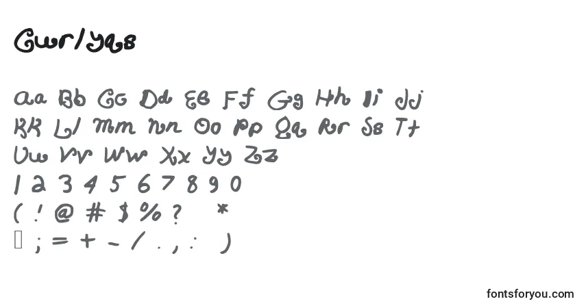 Schriftart Curlyqs – Alphabet, Zahlen, spezielle Symbole