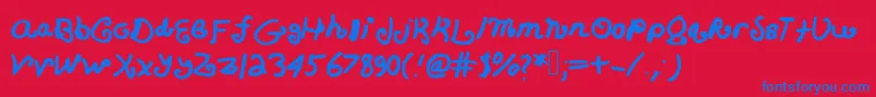 Curlyqs Font – Blue Fonts on Red Background