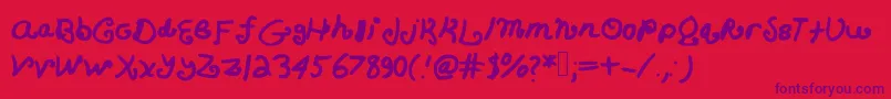 フォントCurlyqs – 赤い背景に紫のフォント