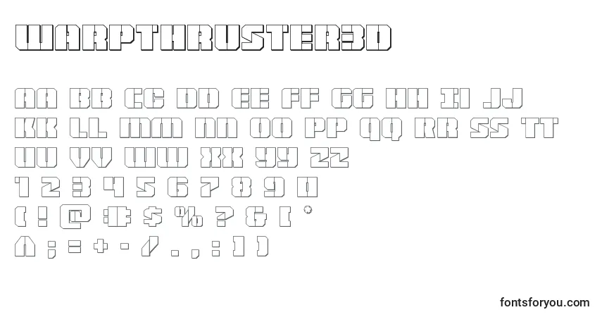 A fonte Warpthruster3D – alfabeto, números, caracteres especiais