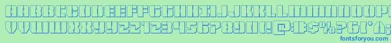 Warpthruster3D-Schriftart – Blaue Schriften auf grünem Hintergrund