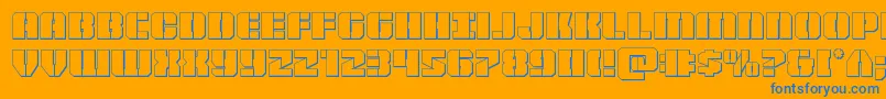 Warpthruster3D-Schriftart – Blaue Schriften auf orangefarbenem Hintergrund