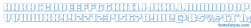 Czcionka Warpthruster3D – niebieskie czcionki na białym tle