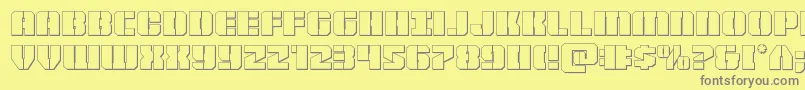 Warpthruster3D-fontti – harmaat kirjasimet keltaisella taustalla