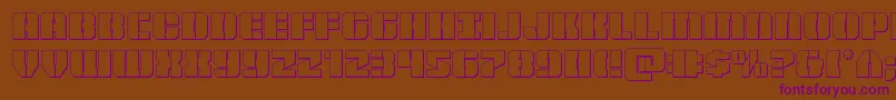 Czcionka Warpthruster3D – fioletowe czcionki na brązowym tle