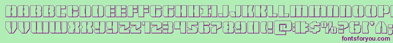 Czcionka Warpthruster3D – fioletowe czcionki na zielonym tle