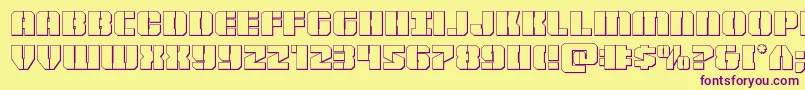 Czcionka Warpthruster3D – fioletowe czcionki na żółtym tle