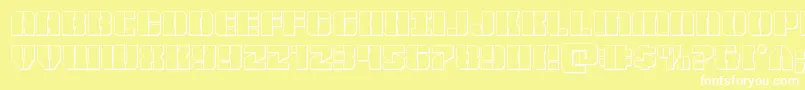 フォントWarpthruster3D – 黄色い背景に白い文字