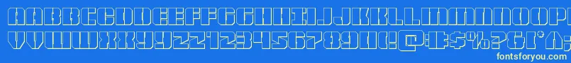 Warpthruster3D Font – Yellow Fonts on Blue Background