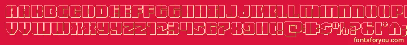 Warpthruster3D-fontti – keltaiset fontit punaisella taustalla