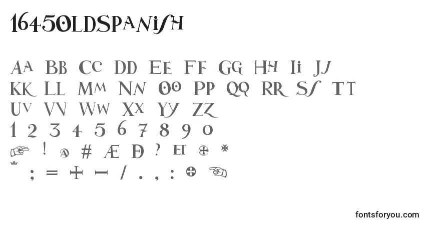 Czcionka 1645OldSpanish – alfabet, cyfry, specjalne znaki