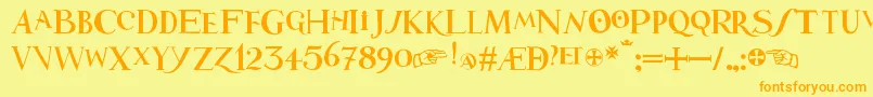 1645OldSpanish Font – Orange Fonts on Yellow Background
