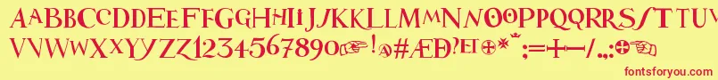 フォント1645OldSpanish – 赤い文字の黄色い背景
