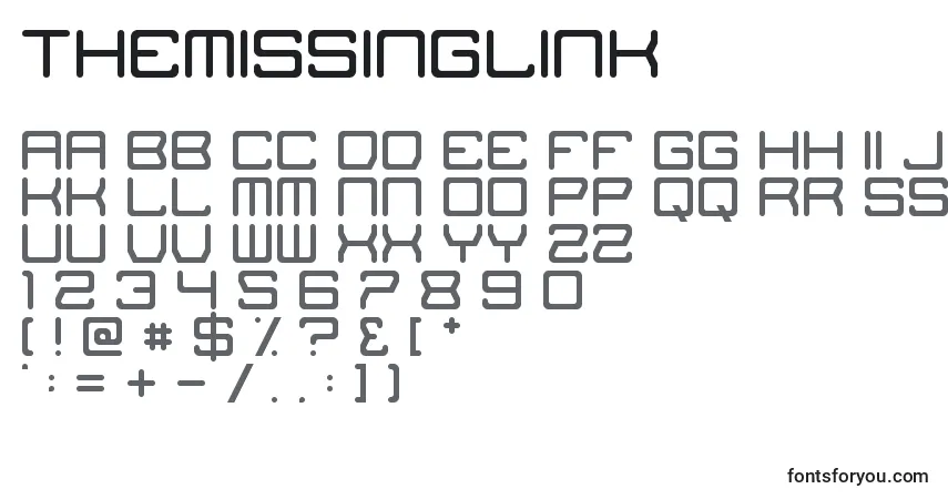 TheMissingLink-fontti – aakkoset, numerot, erikoismerkit