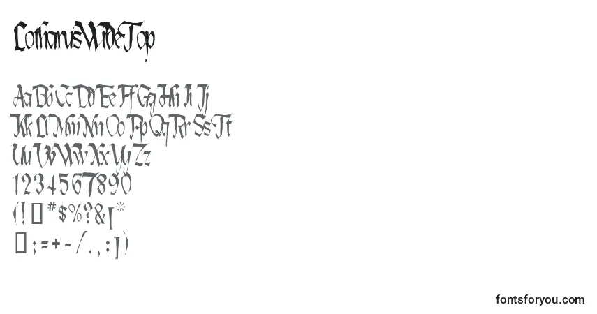 Czcionka LotharusWideTop – alfabet, cyfry, specjalne znaki