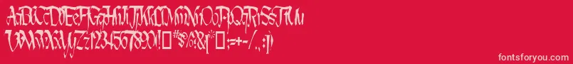 LotharusWideTop-Schriftart – Rosa Schriften auf rotem Hintergrund