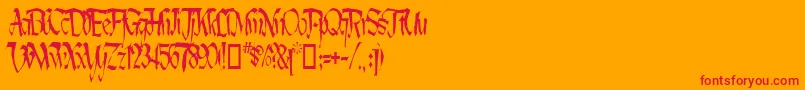 LotharusWideTop Font – Red Fonts on Orange Background