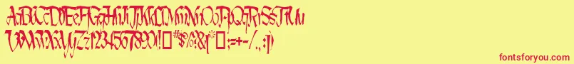 LotharusWideTop Font – Red Fonts on Yellow Background