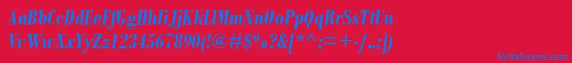 BodoniMtCondensedРџРѕР»СѓР¶РёСЂРЅС‹Р№РљСѓСЂСЃРёРІ-Schriftart – Blaue Schriften auf rotem Hintergrund