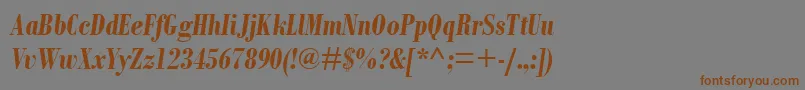 フォントBodoniMtCondensedРџРѕР»СѓР¶РёСЂРЅС‹Р№РљСѓСЂСЃРёРІ – 茶色の文字が灰色の背景にあります。