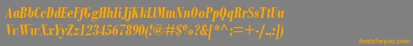 フォントBodoniMtCondensedРџРѕР»СѓР¶РёСЂРЅС‹Р№РљСѓСЂСЃРёРІ – オレンジの文字は灰色の背景にあります。