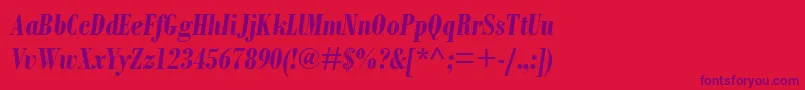 BodoniMtCondensedРџРѕР»СѓР¶РёСЂРЅС‹Р№РљСѓСЂСЃРёРІ Font – Purple Fonts on Red Background