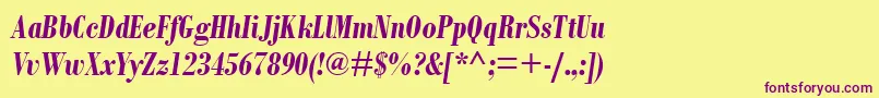 BodoniMtCondensedРџРѕР»СѓР¶РёСЂРЅС‹Р№РљСѓСЂСЃРёРІ Font – Purple Fonts on Yellow Background