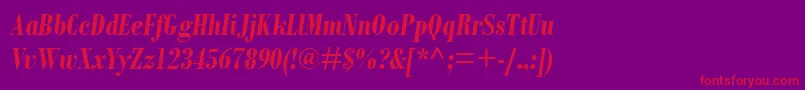 BodoniMtCondensedРџРѕР»СѓР¶РёСЂРЅС‹Р№РљСѓСЂСЃРёРІ-Schriftart – Rote Schriften auf violettem Hintergrund