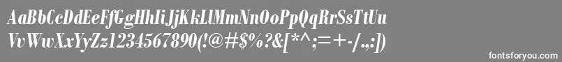 BodoniMtCondensedРџРѕР»СѓР¶РёСЂРЅС‹Р№РљСѓСЂСЃРёРІ-fontti – valkoiset fontit harmaalla taustalla