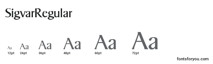Размеры шрифта SigvarRegular
