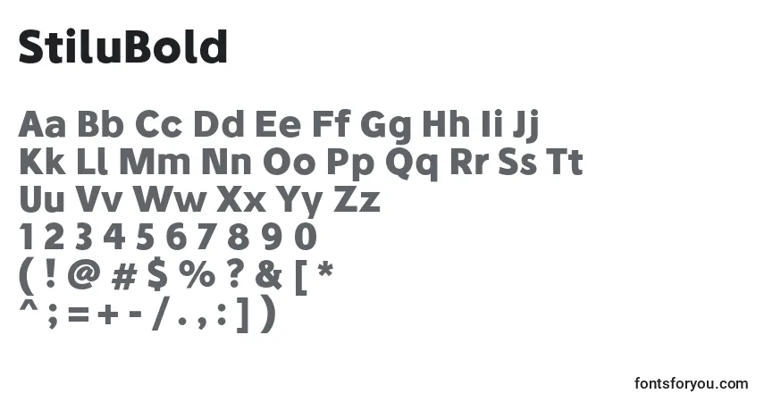 Schriftart StiluBold – Alphabet, Zahlen, spezielle Symbole