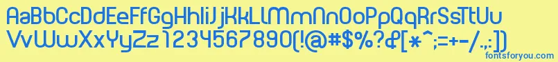 フォントPlanetEstyle – 青い文字が黄色の背景にあります。