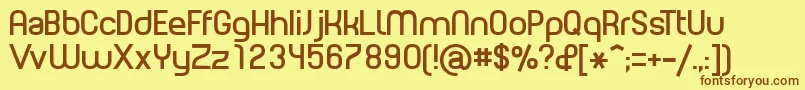 フォントPlanetEstyle – 茶色の文字が黄色の背景にあります。