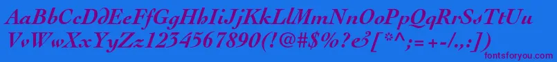 CochinltstdBolditalic Font – Purple Fonts on Blue Background