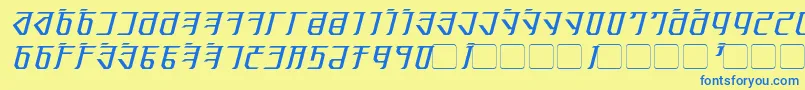 Czcionka ExoditeItalic – niebieskie czcionki na żółtym tle