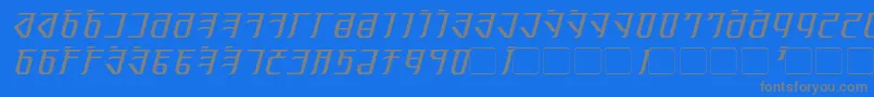 フォントExoditeItalic – 青い背景に灰色の文字