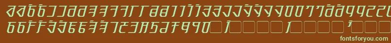 フォントExoditeItalic – 緑色の文字が茶色の背景にあります。