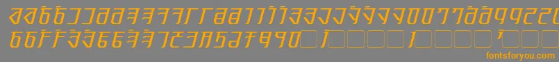 フォントExoditeItalic – オレンジの文字は灰色の背景にあります。