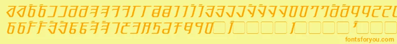 Fonte ExoditeItalic – fontes laranjas em um fundo amarelo