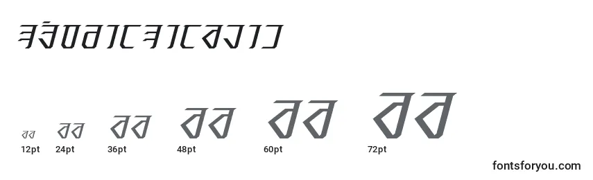 Größen der Schriftart ExoditeItalic