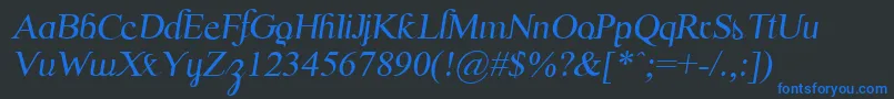 ScrypticaliItalic-Schriftart – Blaue Schriften auf schwarzem Hintergrund