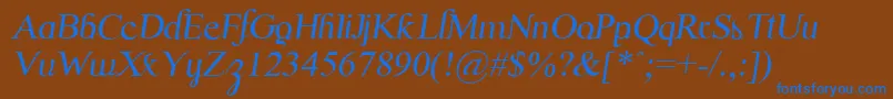 Fonte ScrypticaliItalic – fontes azuis em um fundo marrom
