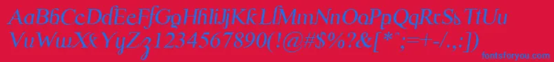 Fonte ScrypticaliItalic – fontes azuis em um fundo vermelho