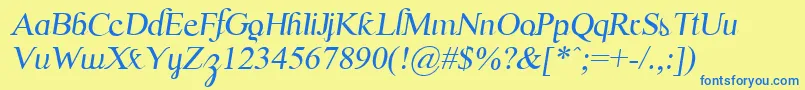 ScrypticaliItalic Font – Blue Fonts on Yellow Background