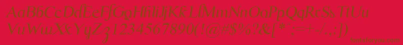 フォントScrypticaliItalic – 赤い背景に茶色の文字