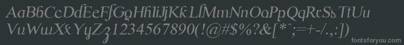 ScrypticaliItalic-fontti – harmaat kirjasimet mustalla taustalla