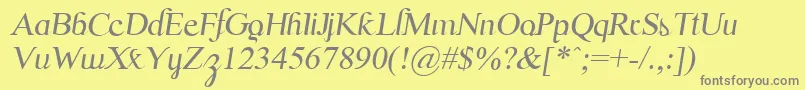 Fonte ScrypticaliItalic – fontes cinzas em um fundo amarelo