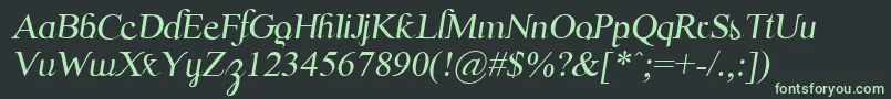 ScrypticaliItalic-fontti – vihreät fontit mustalla taustalla