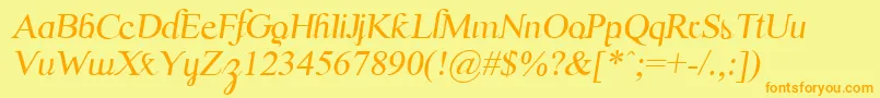 Fonte ScrypticaliItalic – fontes laranjas em um fundo amarelo