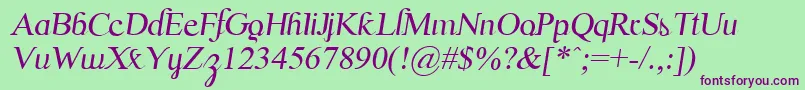 fuente ScrypticaliItalic – Fuentes Moradas Sobre Fondo Verde